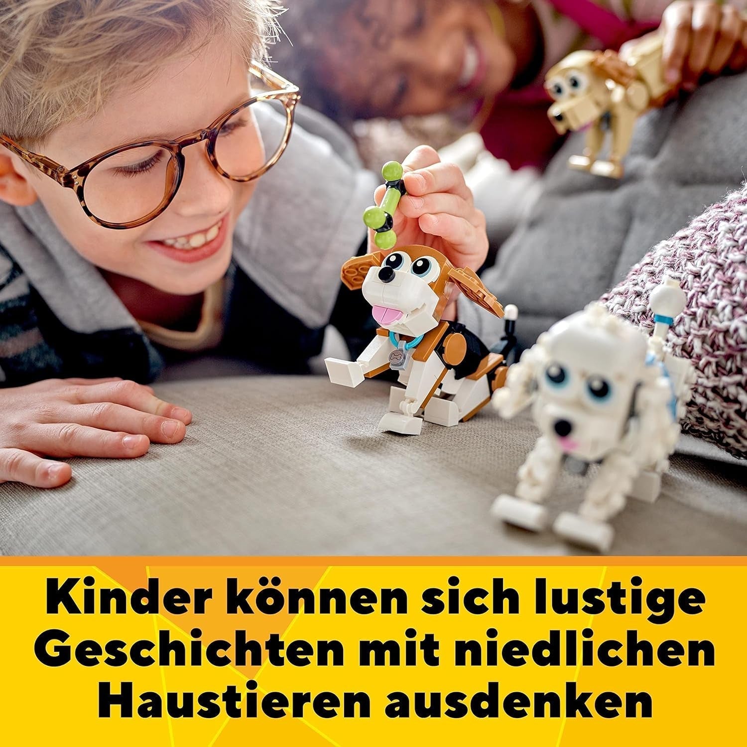 LEGO Creator 31137 Set simpatico cane 3 in 1 con personaggi di animali bassotto, carlino, barboncino e altri, giocattolo per bambini 7+, regalo per gli amanti dei cani Set di costruzione Besuche den LEGO-Store