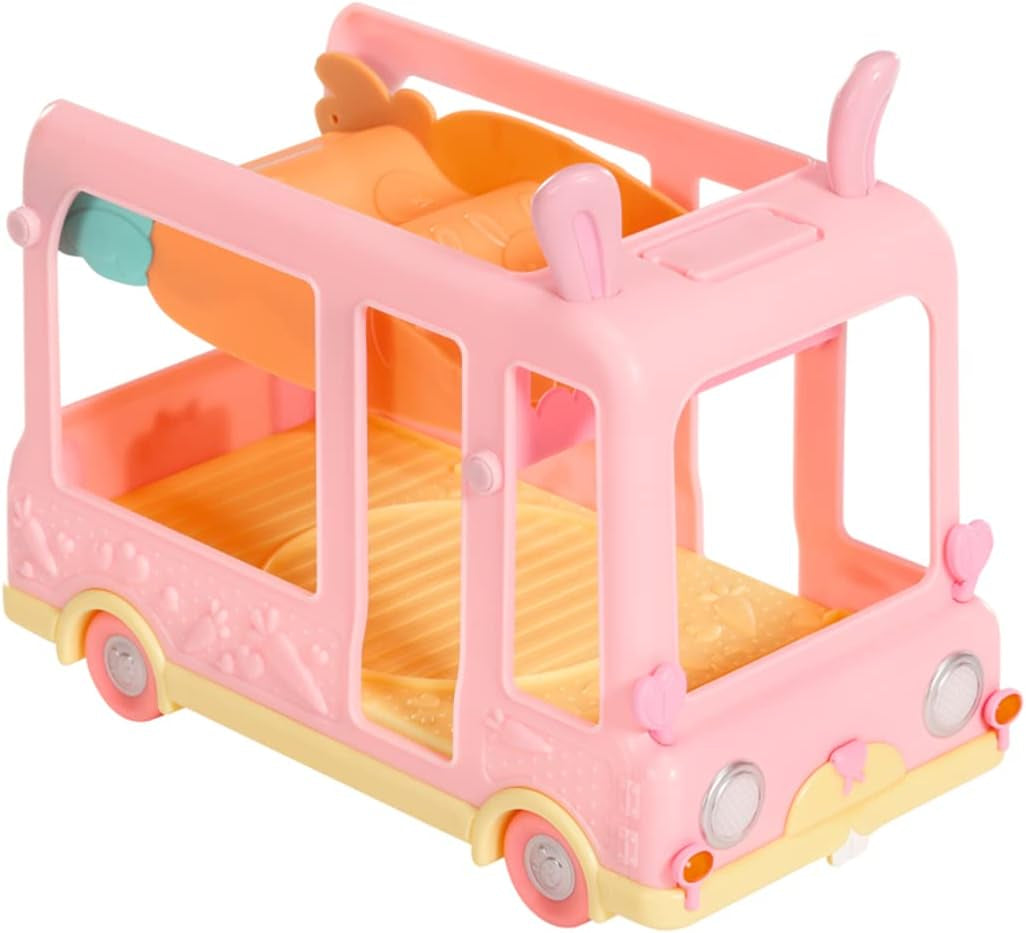BABY nato 904763 Baby Surprise Bus - mini autobus giocattolo rosa con 2 bambole esclusive, passeggino triplo, altalena, giostra, scivolo e altalena tripla.
