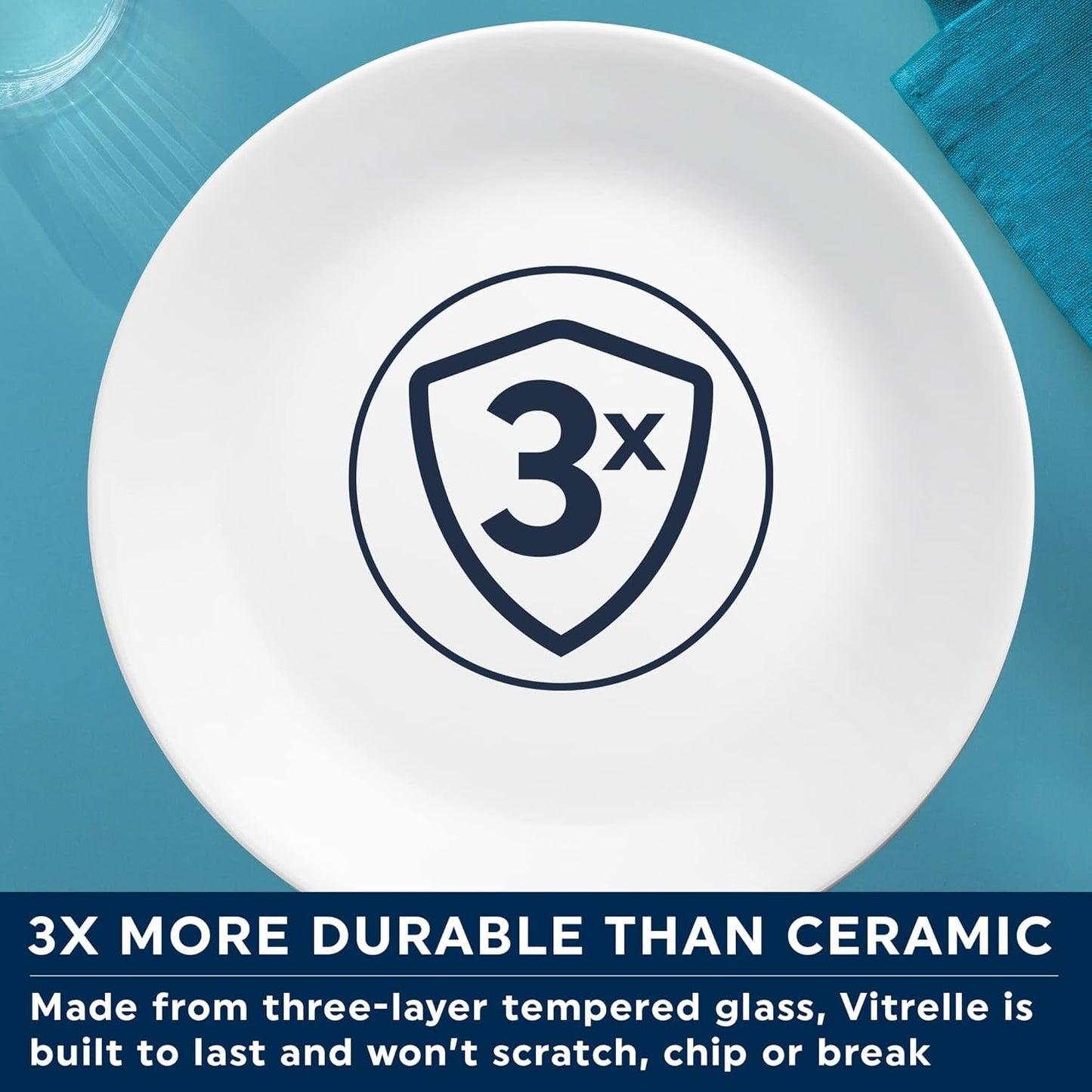 Set di stoviglie Winter Frost per 4, 12 pezzi, stoviglie in vetro Vitrelle™ ultraresistente di alta qualità, lavabili in lavastoviglie, adatte al microonde e al microonde, design invernale festivo