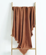 CREVENT Coperta lavorata a maglia color ruggine per divano, poltrona, letto, decorazioni per la casa, morbida, calda, accogliente, leggera, primavera estate autunno (127,8 x 152,4 cm caramello/marrone/arancio bruciato) CREVENT Letti e coperte