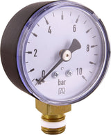 Manometro con corna con porta inferiore da 1/4" - Nero - Adatto per filtri controlavaggio con riduttore di pressione - Plastica - Autosigillante con O-ring in PTFE / Manometro / Aria compressa / Manometro / DMMU14