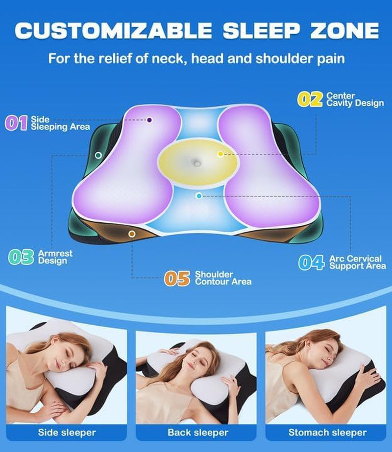 SUPA MODERN Cuscino in Memory Foam Cuscino rinfrescante per chi dorme sul fianco 60X40 Cuscino ortopedico per la parte posteriore dello stomaco, per alleviare il dolore al collo, Cuscini cervicali ortopedici Naty Shop