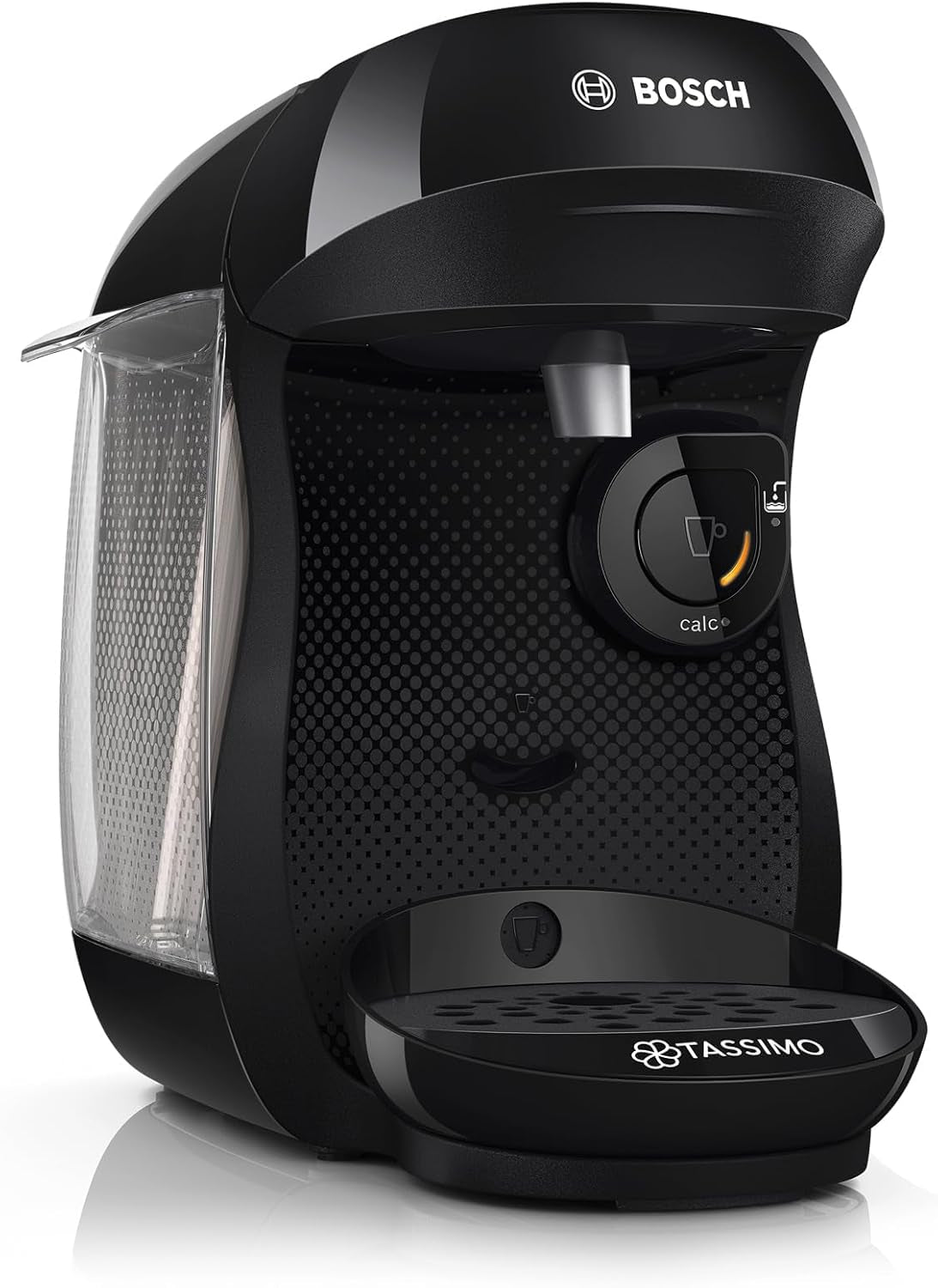 Bosch Tassimo Happy Friendly TAS102E Macchina per caffè a capsule, 70+ bevande, Adatta a tutte le tazze, Auto-Stop, Sostenibile, Dosaggio perfetto, Salvaspazio, 1400 W, Nero