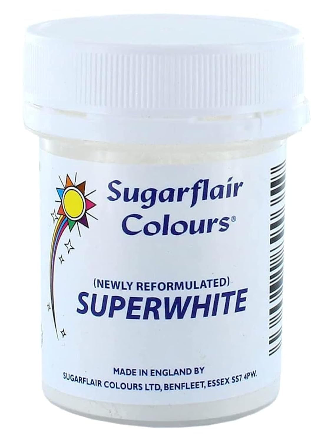 Candeggina per glassa Superwhite Sugarflair, candeggina per glassa reale, colorante alimentare commestibile extra bianco - 20 g