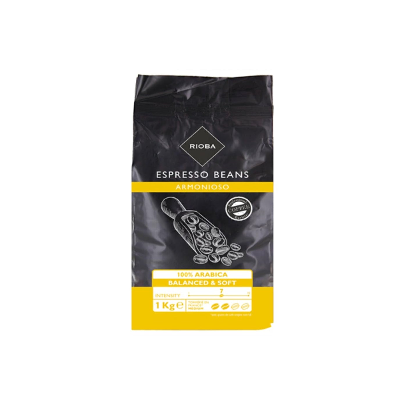 Caffè in grani 100% Arabica - Intensità 7 Rioba - 1kg