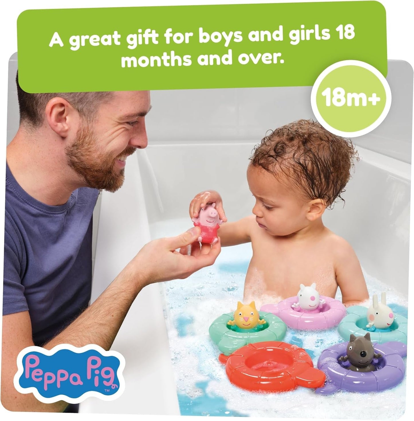 Tomy Toomies Peppa's Pool Party - 5 tazze con anello di collegamento con 5 giocattoli per bambini Peppa Pig & Friends Water Squirter - giocattoli da bagno +18 mesi - Giochi da bagno per bambini e giochi da piscina Bebe Toys Naty Shop