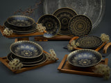 CreaTable, 23588, serie MANDALA GOLD - Nero, set di stoviglie da 12 pezzi, set di piatti in porcellana, lavabile in lavastoviglie e adatto al microonde, produzione di qualità