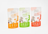 MjAMjAM - Cibo umido premium per gatti - Confezione mista I - Pollo, manzo, cuori Confezione da 12 (12 x 125 g), senza cereali con carne extra