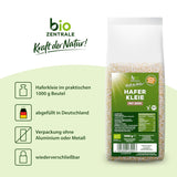 Crusca d'avena biologica Biocentral 1 kg | Pacchetto vantaggioso | Fonte proteica ad alto contenuto di fibre | Naturalmente vegano | Dall'agricoltura dell'UE | Basso contenuto di zucchero