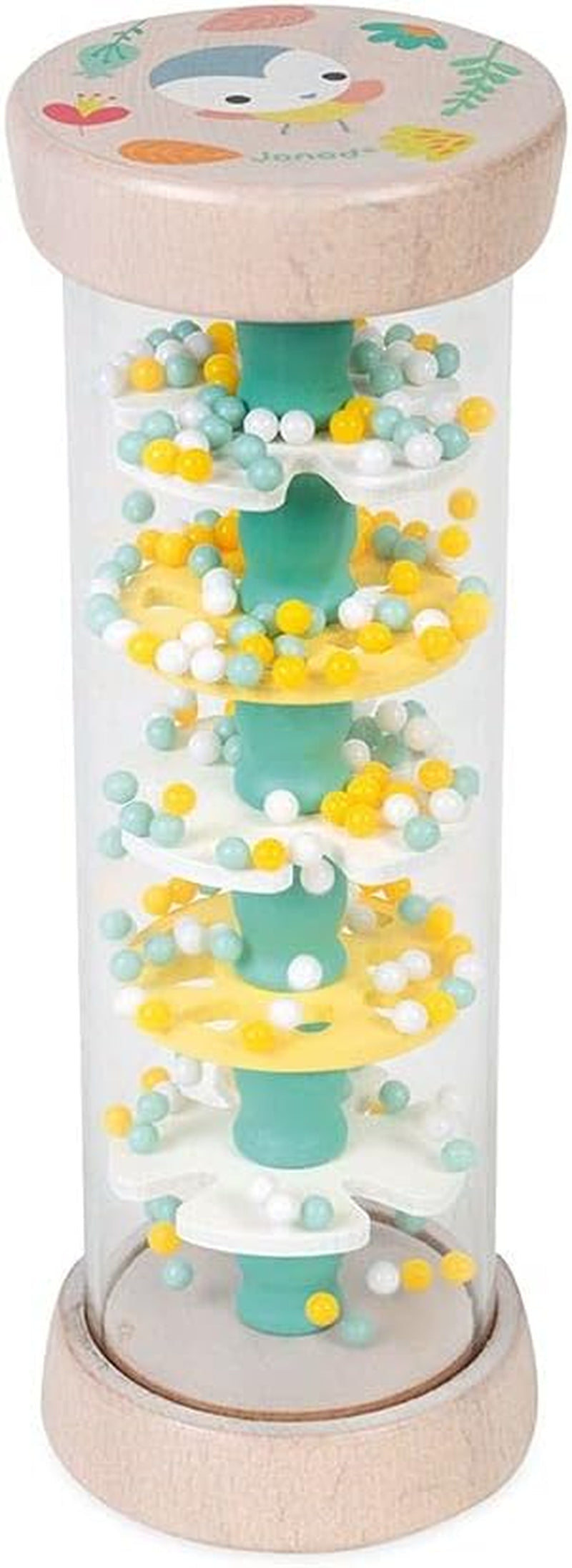 Janod - Rainmaker in legno - Collezione Pure - Giocattolo per neonati e bambini piccoli - Sviluppo delle capacità motorie fini Stimolazione visiva e acustica - Colore a base d'acqua - Dai 6 mesi, J05193 Baby Toys Naty Shop