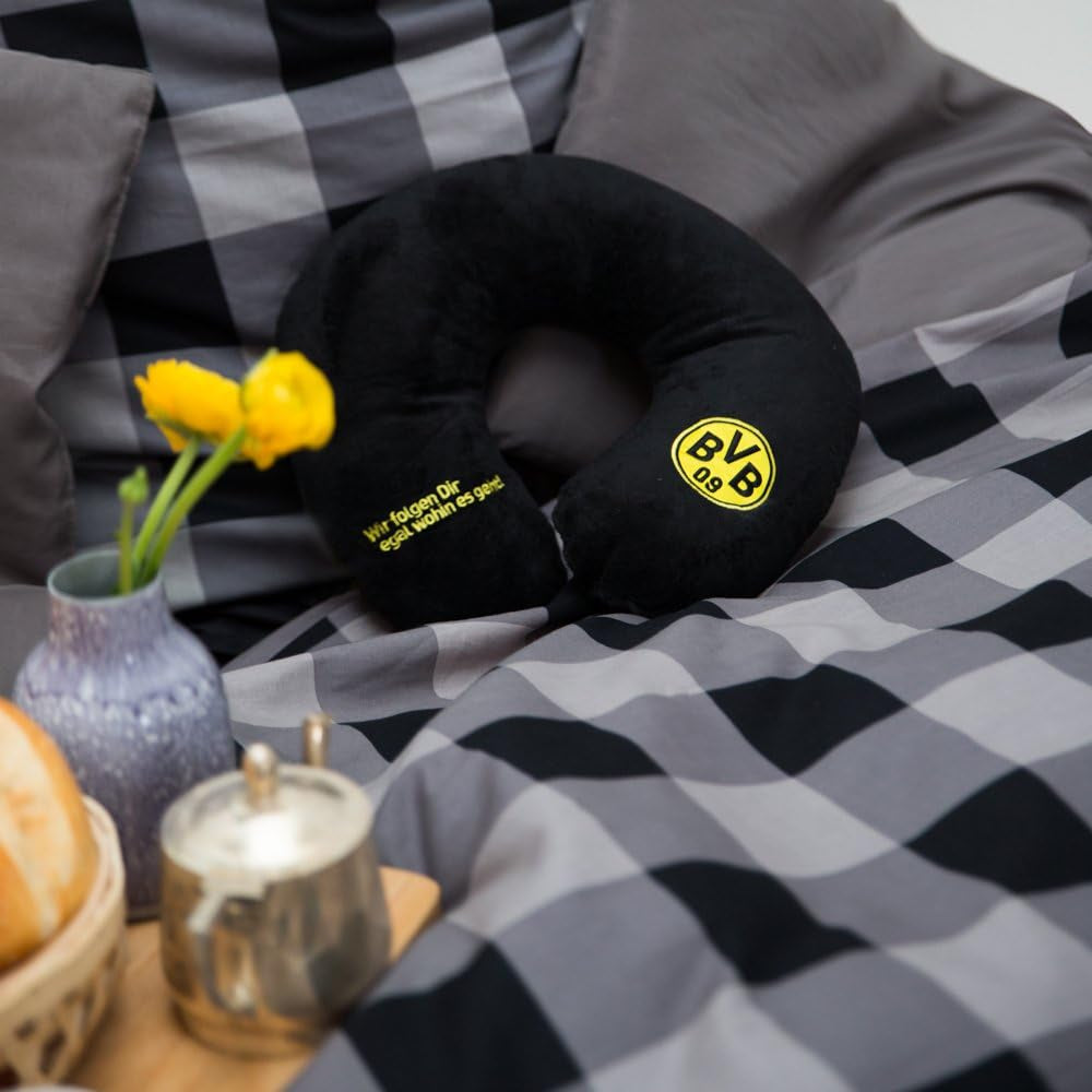 Cuscino per Collo Borussia Dortmund Unisex Bvb Nakkepude, Nero/Giallo, 34 X 31 5 cm EU Naty Shop Cuscini da Viaggio