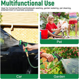Tubo da giardino flessibile verde da 30 m/100 piedi con ugello di spruzzatura e connettori in ottone da 3/4" e 1/2" 10 funzioni Tubo dell'acqua estensibile a 3 pieghe senza attorcigliamenti per pavimento da giardino, patio, auto