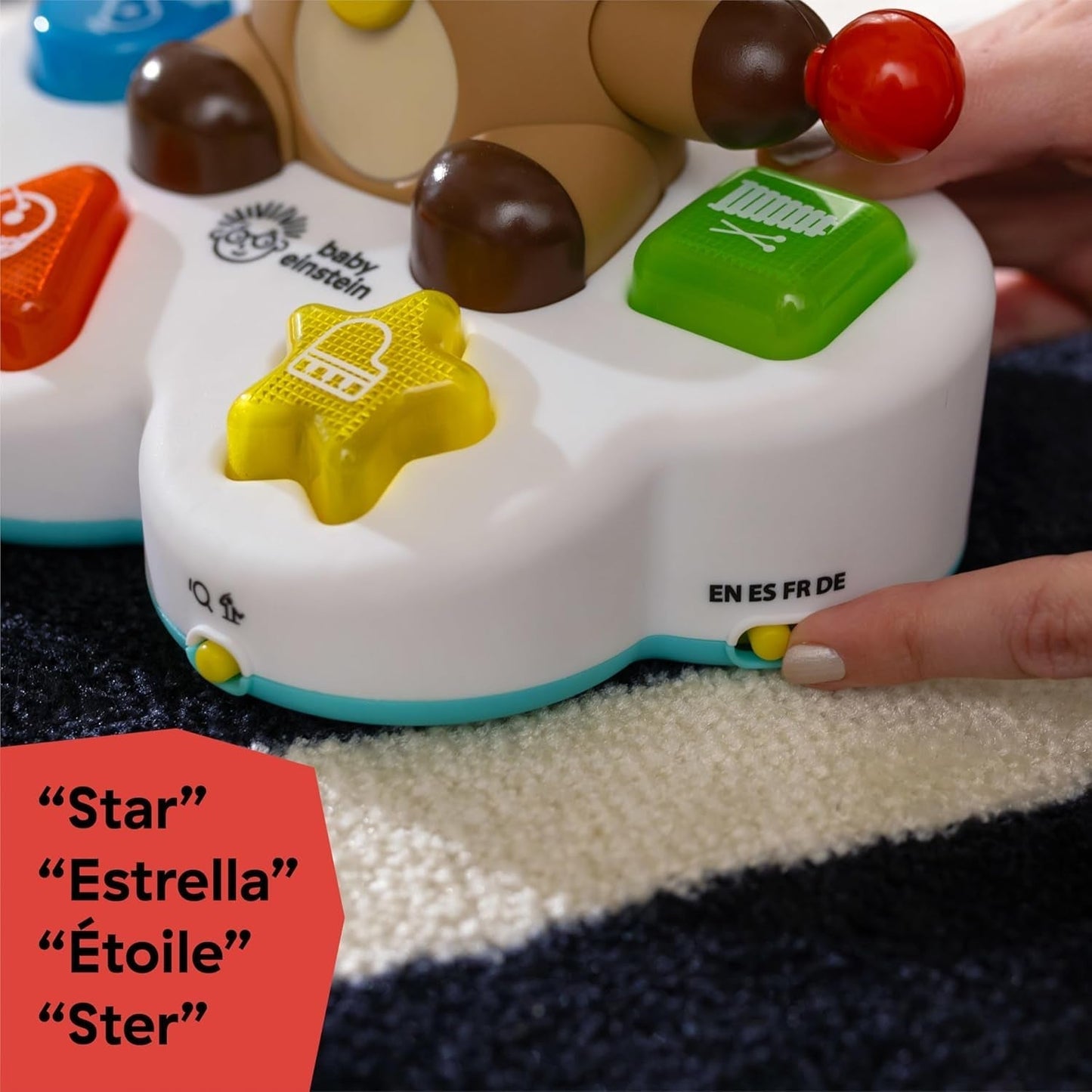 Baby Einstein, Drum & Learn Dean Giocattolo didattico musicale - Giocattolo multisensoriale per bambini, 2 modalità di gioco, colori, forme e strumenti, oltre 50 suoni, dai 6 mesi Giocattoli per bambini Naty Shop