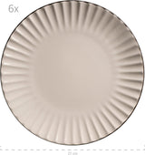 MÄSER 931967 Osita Retro Series 6 persone Wave Servizio da tavola, Set di stoviglie rotonde da 18 pezzi, Piatti piani, Piatti da dessert e Ciotole per cereali, Ceramica, Bianco crema