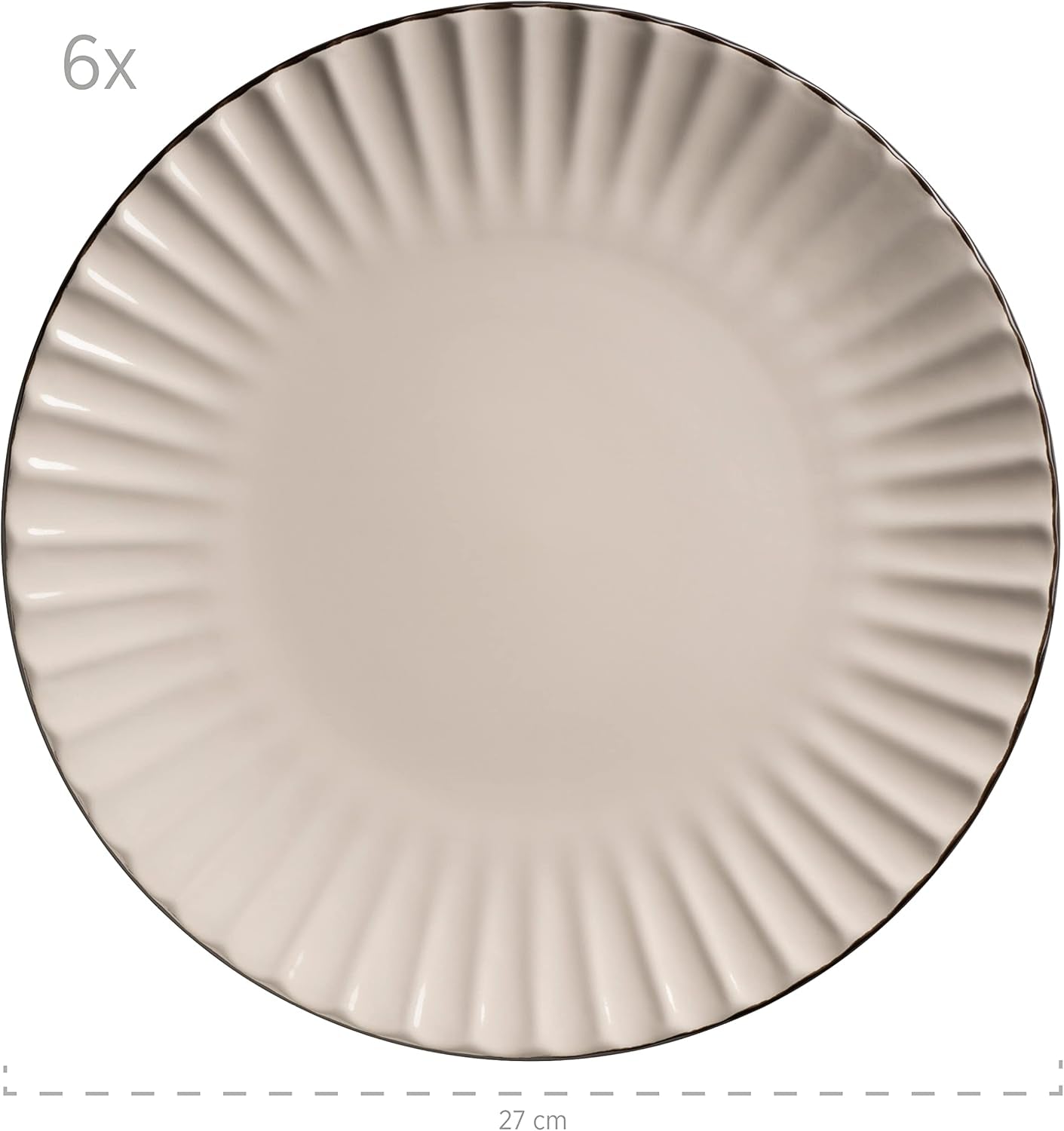MÄSER 931967 Osita Retro Series 6 persone Wave Servizio da tavola, Set di stoviglie rotonde da 18 pezzi, Piatti piani, Piatti da dessert e Ciotole per cereali, Ceramica, Bianco crema
