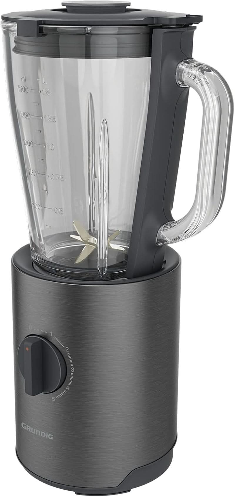 Grundig Delisia Novus SM 7140 Professioneller Robot da cucina, 1,5 litri, 800 Watt, 6-Fach Edelstahlmesser Mit Zirkonium-Beschichtung, 5 Geschwindigkeitsstufen + Pulse-Funktion, Dark Inox/Edelstahl Kitchen Naty Shop