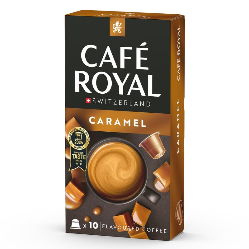 Café Royal Caramel Kaffee aromatizzato – Kaffeekapseln compatibile Nespresso®, cremoso, helle Röstung, 100 % Arabica, Rainforest Alliance, 100 Kapseln