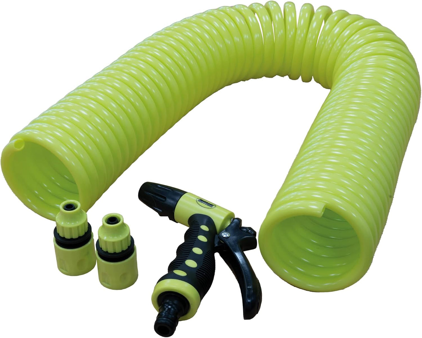 Amig - Turun | Spirale | 15 metri| Include 4 accessori | Con pistola per irrigazione, adattatore per rubinetto e 2 attacchi rapidi | Gomma EVA | Verde pistacchio