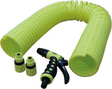 Amig - Turun | Spirale | 15 metri| Include 4 accessori | Con pistola per irrigazione, adattatore per rubinetto e 2 attacchi rapidi | Gomma EVA | Verde pistacchio