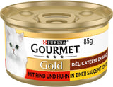 Gourmet Gold Délicatesse en Sauce alimento umido per gatti con manzo e pollo, confezione da 12 (12 x 85 g)