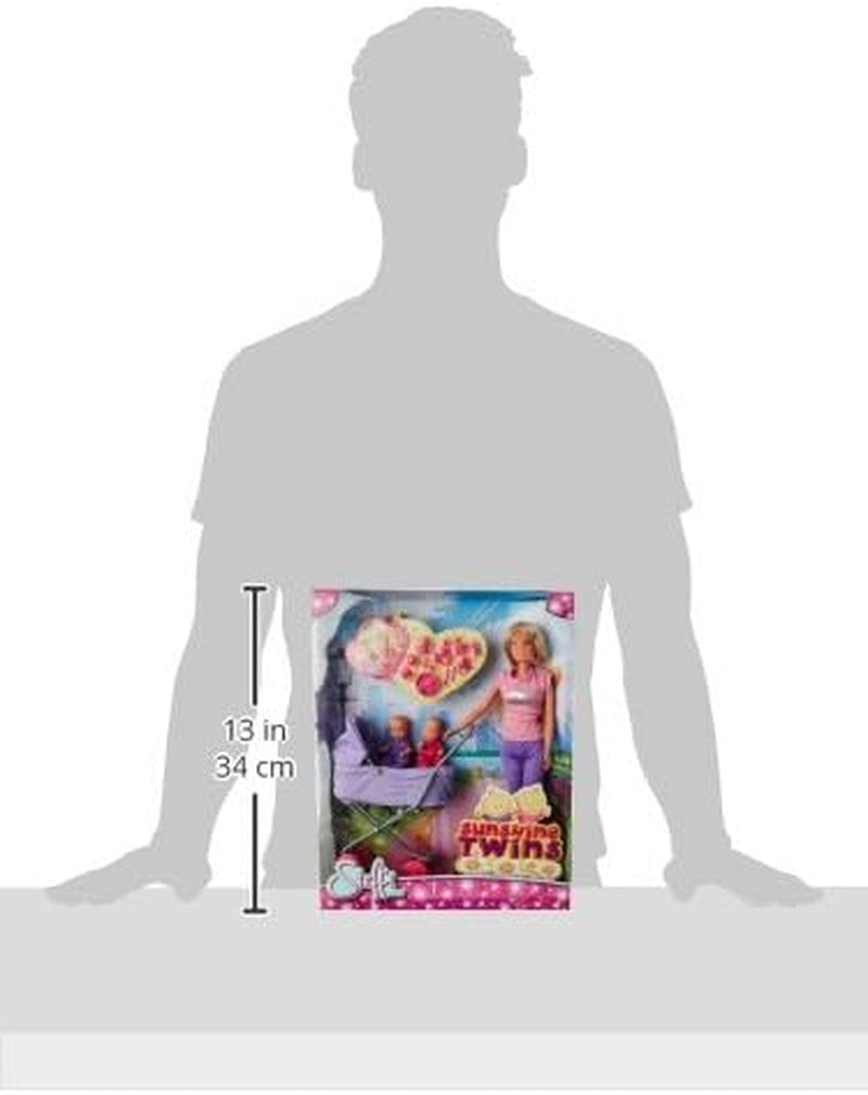 Simba Steffi Love Sunshine Twins - Bambola con gemelli e passeggino, inclusi accessori come bottiglie e giocattoli, variante abbinata a 2 bambole, set di bambole per bambini dai 3 anni in su