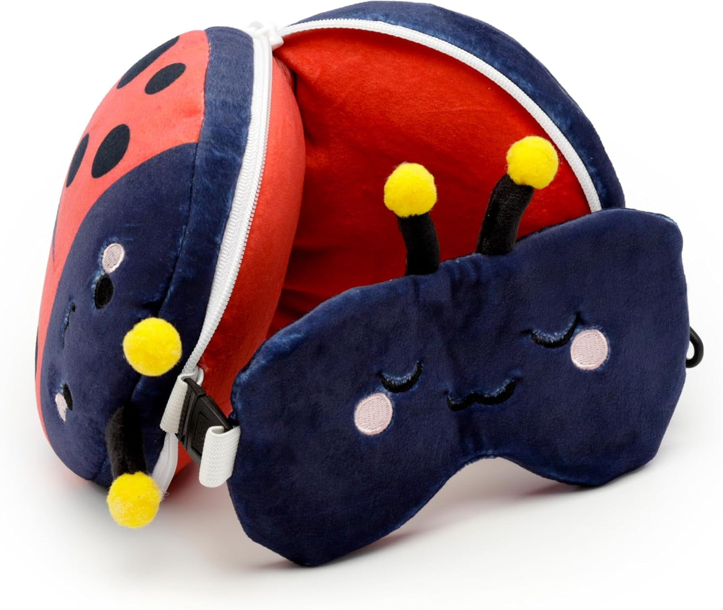 Puckator Relaxeazzz Cuscino da Viaggio con Maschera da Coccinella - Animali Morbidi, Multicolor, 1 Unità (Set da 1) Naty Shop Cuscini da Viaggio