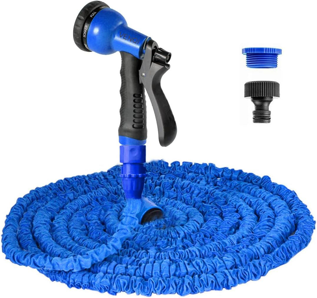 Tubo da Giardino Estensibile da 30 m, Tubo Flessibile per Acqua da 100 Piedi con Ugello a Spruzzo a 8 Getti, Tubo Flessibile Retrattile Impermeabile per Carichi Pesanti con connettori da 3/4" e 1/2" (30 m, Verde)