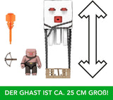 Mattel Minecraft Action Figure Set, Ghast con attacco di fuoco, luci, rumore, motorino di avviamento e proiettile, Guerriero Piglin, ispirato al film, Action figures JFB69 Naty Shop