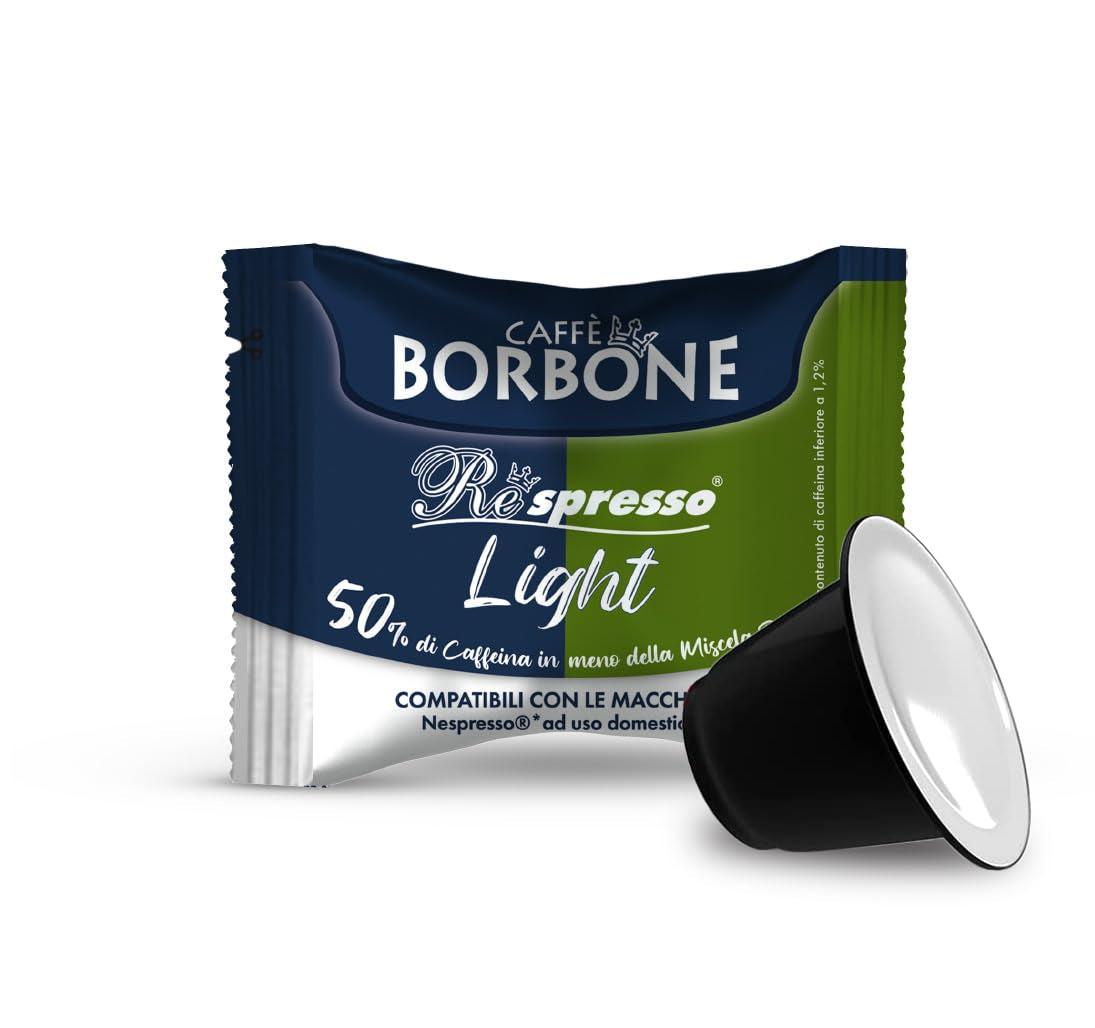 Caffè Borbone Respresso, Miscela di caffè leggera, 50% Weniger Kaffein als die Blue Mischung - 50 Kapseln - Compatibile con Nespresso®* Haushalts-Espressomaschinen
