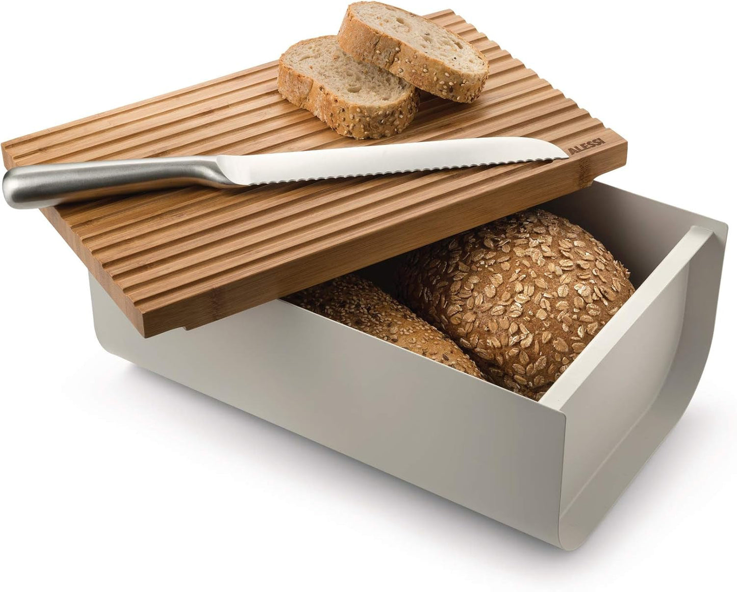 Alessi Mattina BG03 R - Cestino pane in acciaio inox con resina epossidica e legno di bambù, rosso Contenitori per alimenti Naty Shop