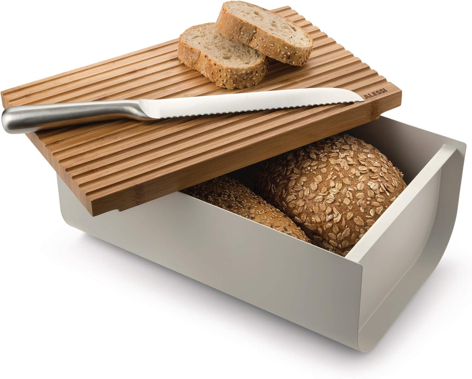 Alessi Mattina BG03 R - Cestino pane in acciaio inox con resina epossidica e legno di bambù, rosso Contenitori per alimenti Naty Shop