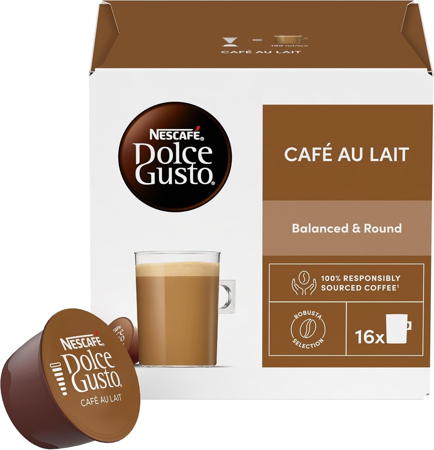 Nescafè Dolce Gusto – Dolce Gusto Café au Lait 16 CAPSULE 160 g (X6)