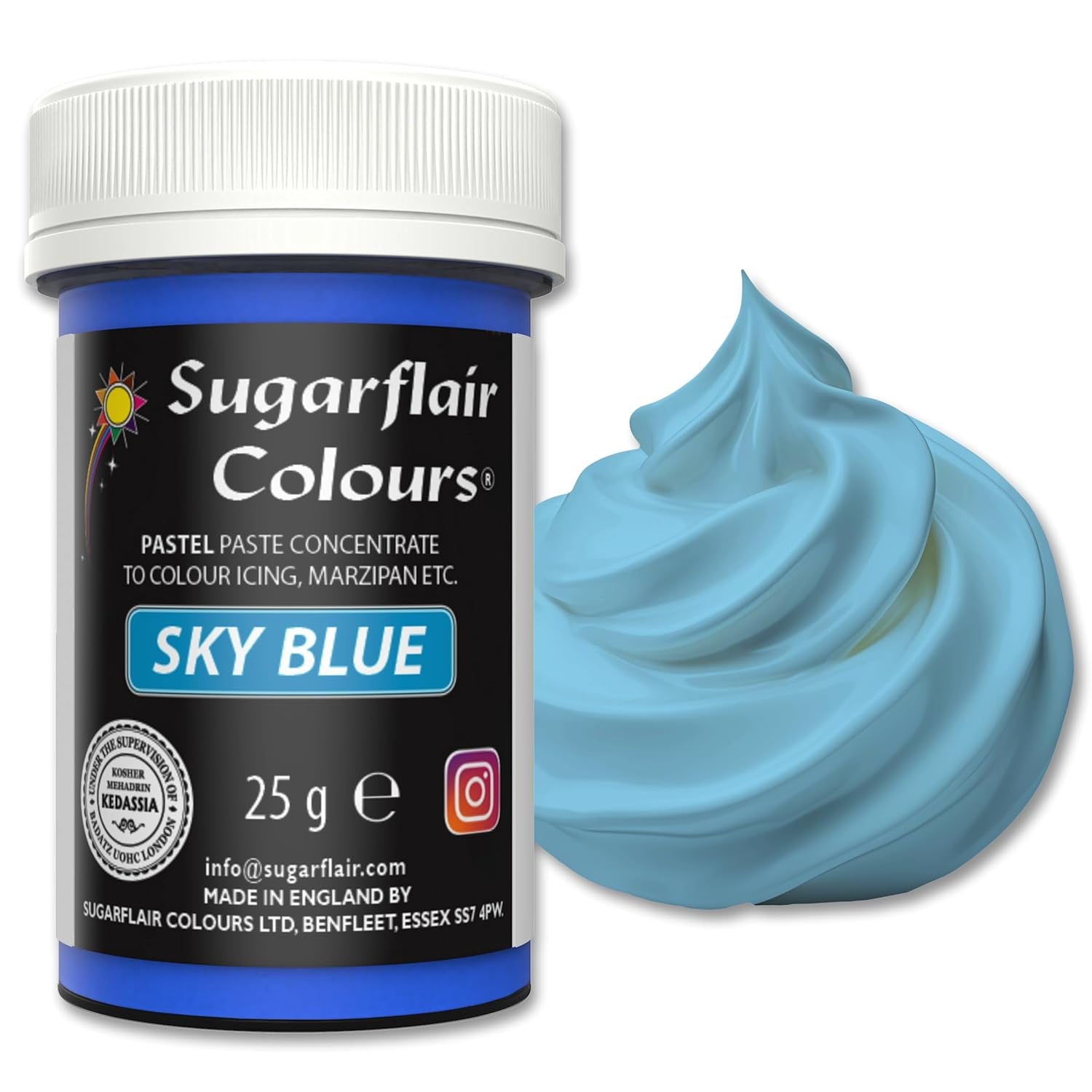 Colorante alimentare Sugarflair Paste Pastel Sky Blue, colorante alimentare per pasta, per fondente e marzapane, colori concentrati Spectral - 25 g