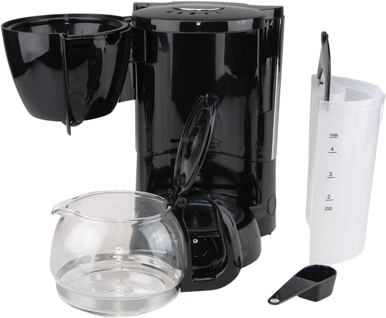 Caffettiera a filtro grosso con caraffa in vetro KA 12.17 | 0,6 litri per 4 tazze di caffè | 600 watt | Nero - Acciaio inossidabile