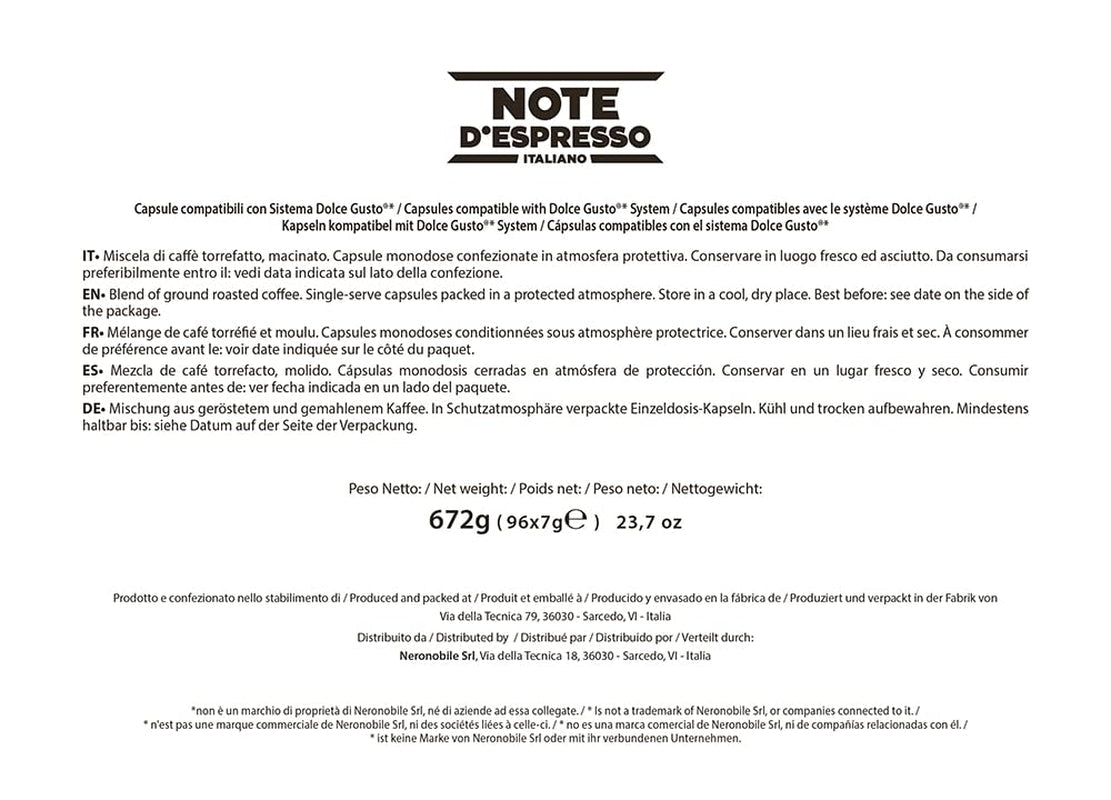 Capsule Caffè Extremo Compatibili Dolce Gusto 7g x 96 capsule