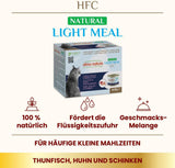 Almo Nature HFC Natural Light Meal - Nassfutter für Katzen - Thunfisch, Huhn & Schinken - Human-Grade, Glutenfrei - 50g, confezione da 4