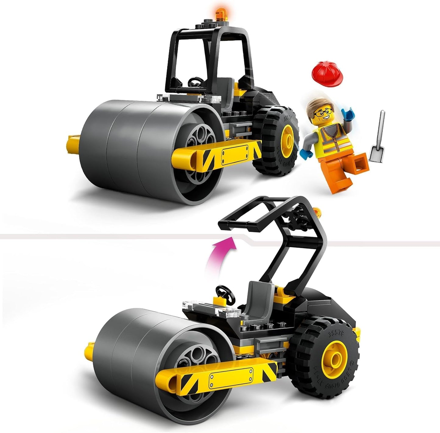 LEGO City Veicolo da costruzione Rullo compressore per bambini di 5 anni Giocattolo Rullo compressore con minifigure di operaio edile Esperienza di gioco fantasiosa per ragazzi e ragazze Piccolo regalo divertente 60401 Set di costruzione Besuche den LEGO-Store