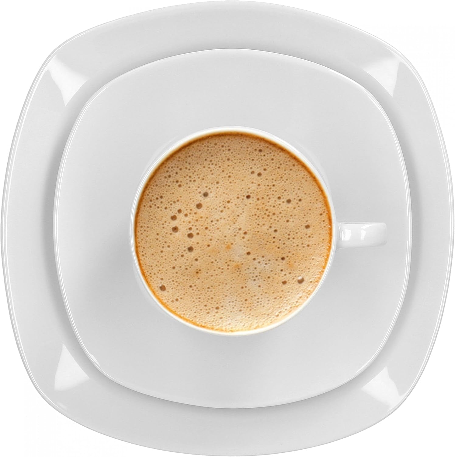 Van Well Lilli Servizio da Caffè da 12, Set di Piatti Quadrati in Porcellana Bianca da 36 Pezzi con Bordi Curvi per un Tavolino Perfettamente Disposto - Lavabile in Lavastoviglie
