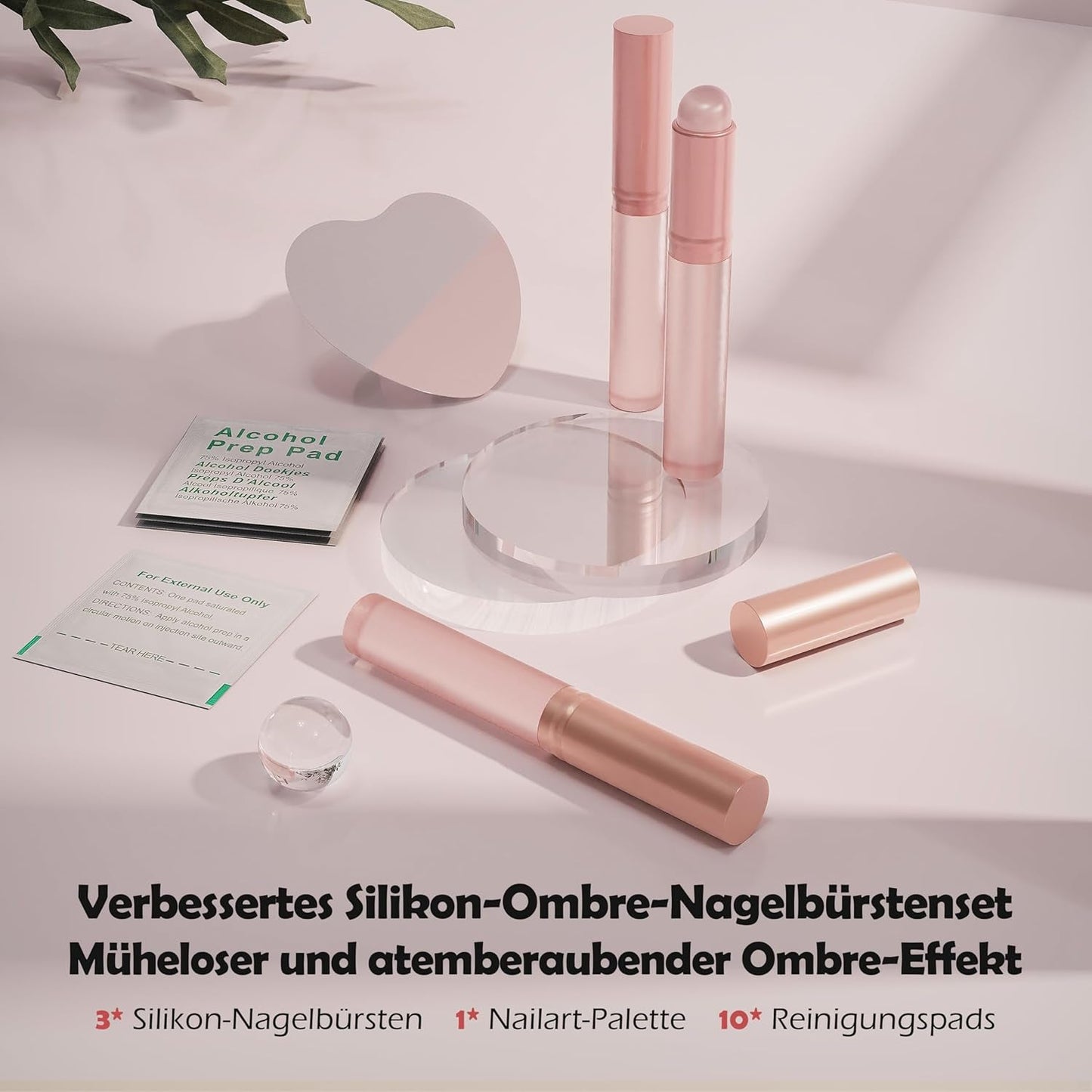 Aokitec 14 Pezzi Silikon Tool Pinsel per Gel Naillack UV, Pinsel Gel Wiederwendbare per UV Naillack Chrome Nail Powder, Accessori per Nail Art per Ombre Blush Mirror Effekt, Nail Selber Machen