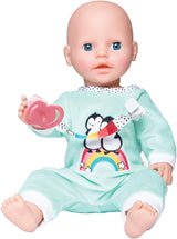 Heless 1181 - Tuta per bambola con design a pois e pinguino, realizzata in morbido velluto con ricamo di alta qualità, misura 28-35 cm