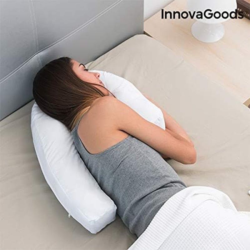 Innovagoods Ergonomic U-Shaped Pillow for Side Sleepers, Ideal for Pregnancy, Promotes Calm Breathing, Reduces Snoring, Cotton and Polyester, White, 39 X 57 X 14 Cm Cervical Orthopedic Pillows Naty Shop