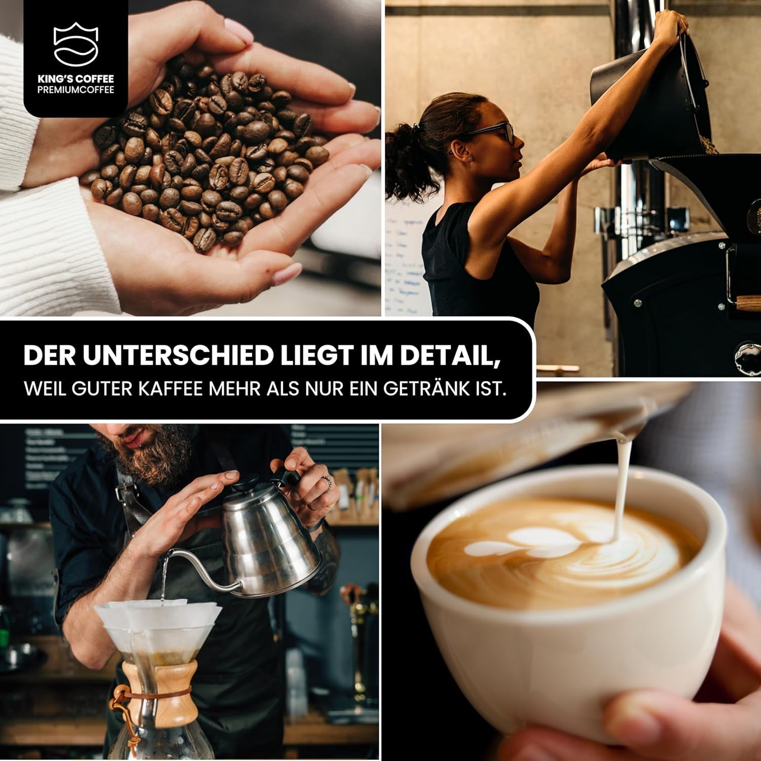 KING'S COFFEE - WHITE EDITION - miscela leggera 100% Arabica da Etiopia, Messico, Perù e Tanzania - torrefazione in piccoli lotti in Italia - caffè espresso in grani interi per macchine portafiltro - 1 kg