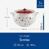 Villeroy & Boch Toy's Delight Terrina, 3 litri, porcellana Premium, bianco/rosso