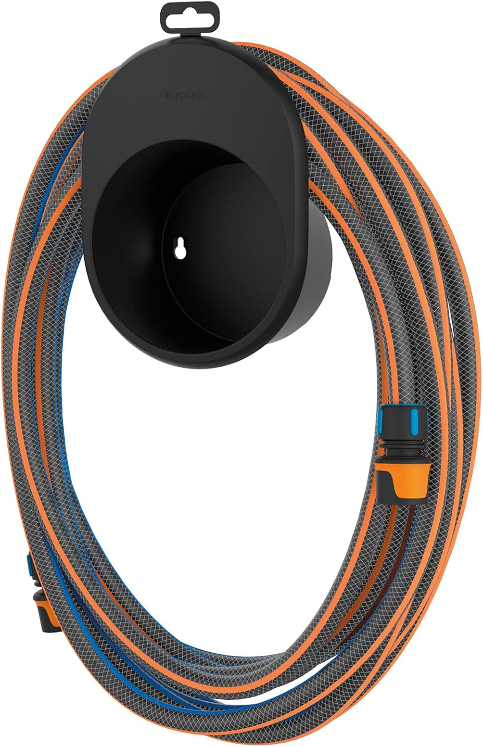 Fiskars Set di tubi dell'acqua per ruota idraulica con 2 connettori per tubo e connettore per rubinetto, misura universale, livello di rigidità torsionale 4 (di 5), 1,8 m, Ø1,3-1,5 cm (1/2-5/8"), Nero/Arancione/Blu, 1057621