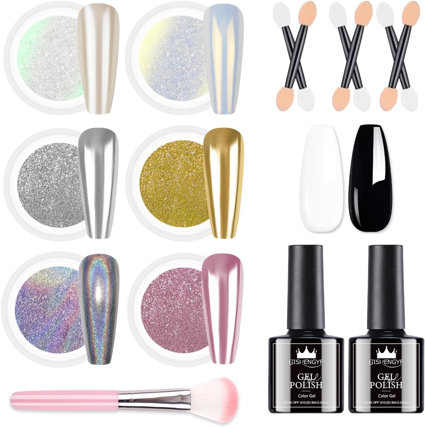 BISHENGYF Polvere per unghie cromata oro rosaNeue Upgrade Grosse Kapazitä Chrom PulverSuper-Spiegeleffekt Metall Mirror Chrome Powder –Neon Glassy Pearl Effect Glitter Nagelkunst Pulver Für DIY Salon