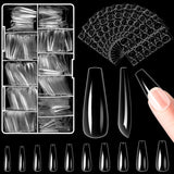 Alyvisun Punte per Unghie Balletto, 500 Punte per Unghie Acriliche a Copertura Completa con Set di 240 Adesivi per Unghie, 10 Dimensioni Punte per Unghie in Gel Trasparente Punte per Unghie in Gel Morbido Punte per Unghie Ballerina