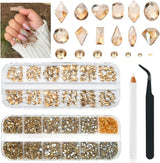 2630 pietre scintillanti di cristallo AB per unghie, 120 12 tipi di pietre scintillanti grandi + 2510 pietre di vetro rotonde K9 di 6 dimensioni per unghie, strass, disegni per unghie, ciondoli per unghie per Face Art