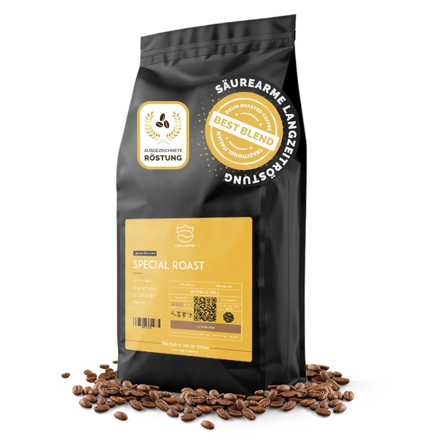 KING'S COFFEE - SPECIAL ROAST - 1 kg Barista Premium Espresso in grani - Caffè a bassa acidità - Tostatura in piccoli lotti in Italia - La migliore miscela Arabica-Robusta per macchine completamente automatiche e portafiltro