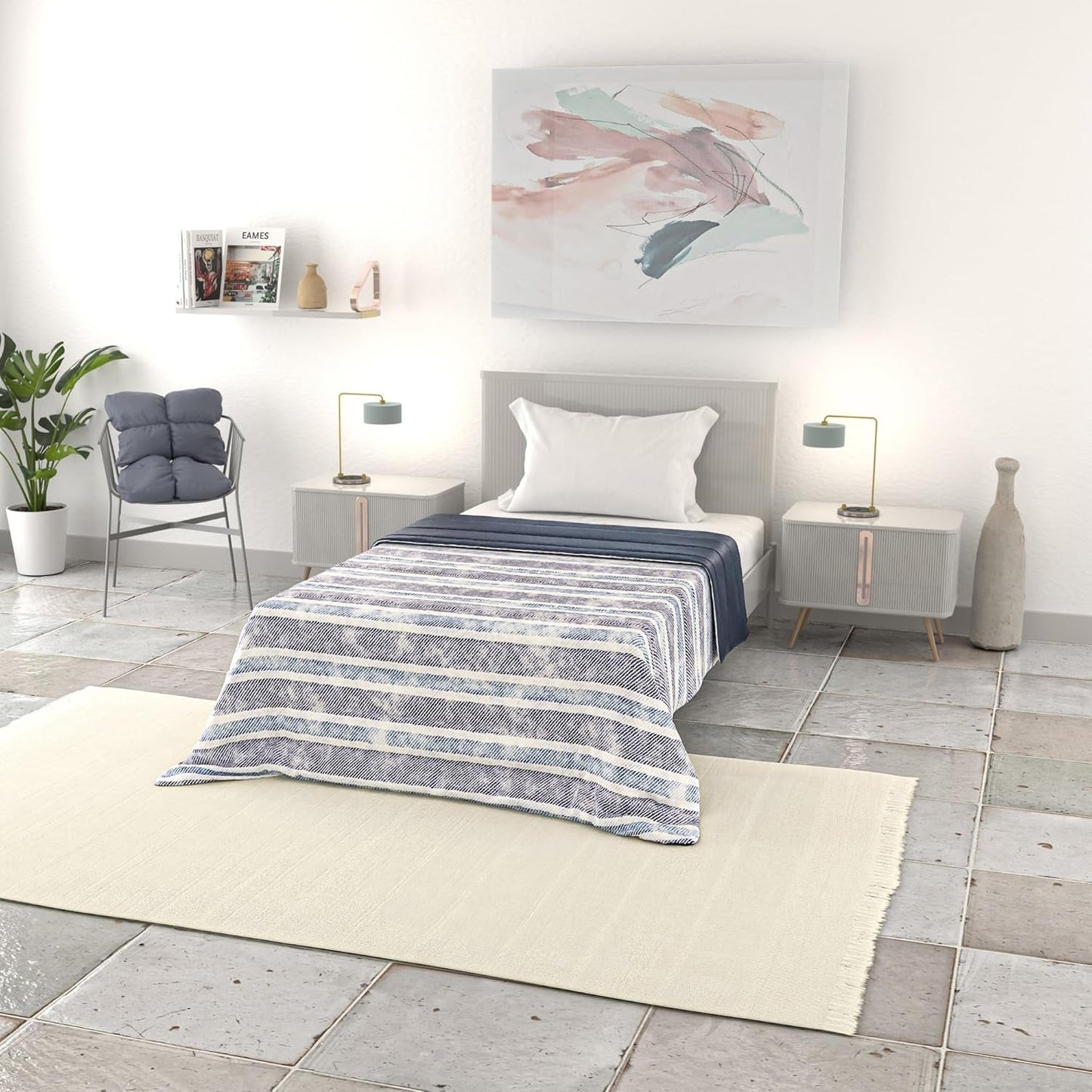 Coperta estiva basic, microfibra, righe jeans, 200X240Cm Trapunte e Piumoni Naty Shop Jeans a righe 200X240Cm