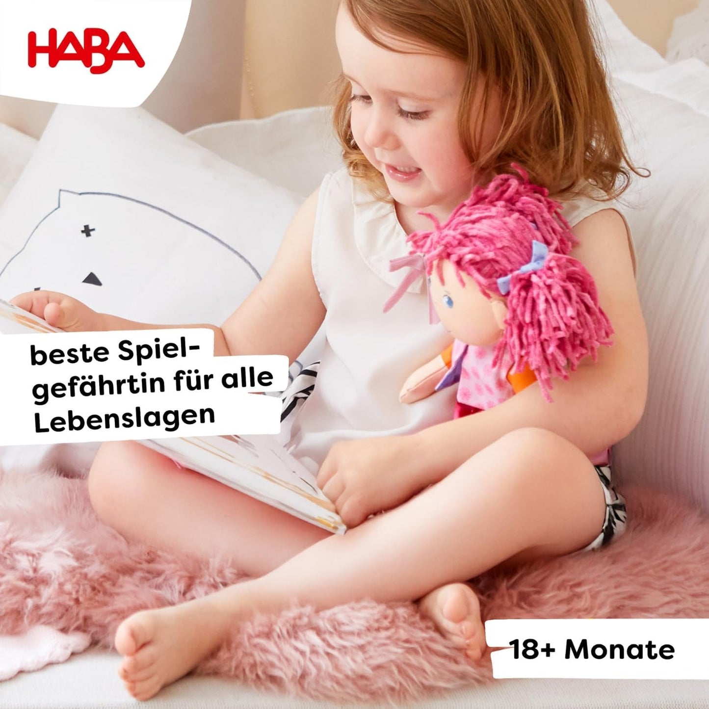 Bambola HABA Lily Lou - Bambola di stoffa morbida da 18 mesi - 30 cm con vestiti e capelli - Compagna di giochi ideale per i bambini piccoli - 1302842001